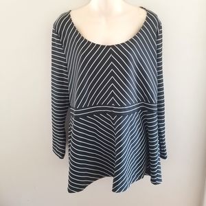 Long Sleeve Diagonal Striped Blouse